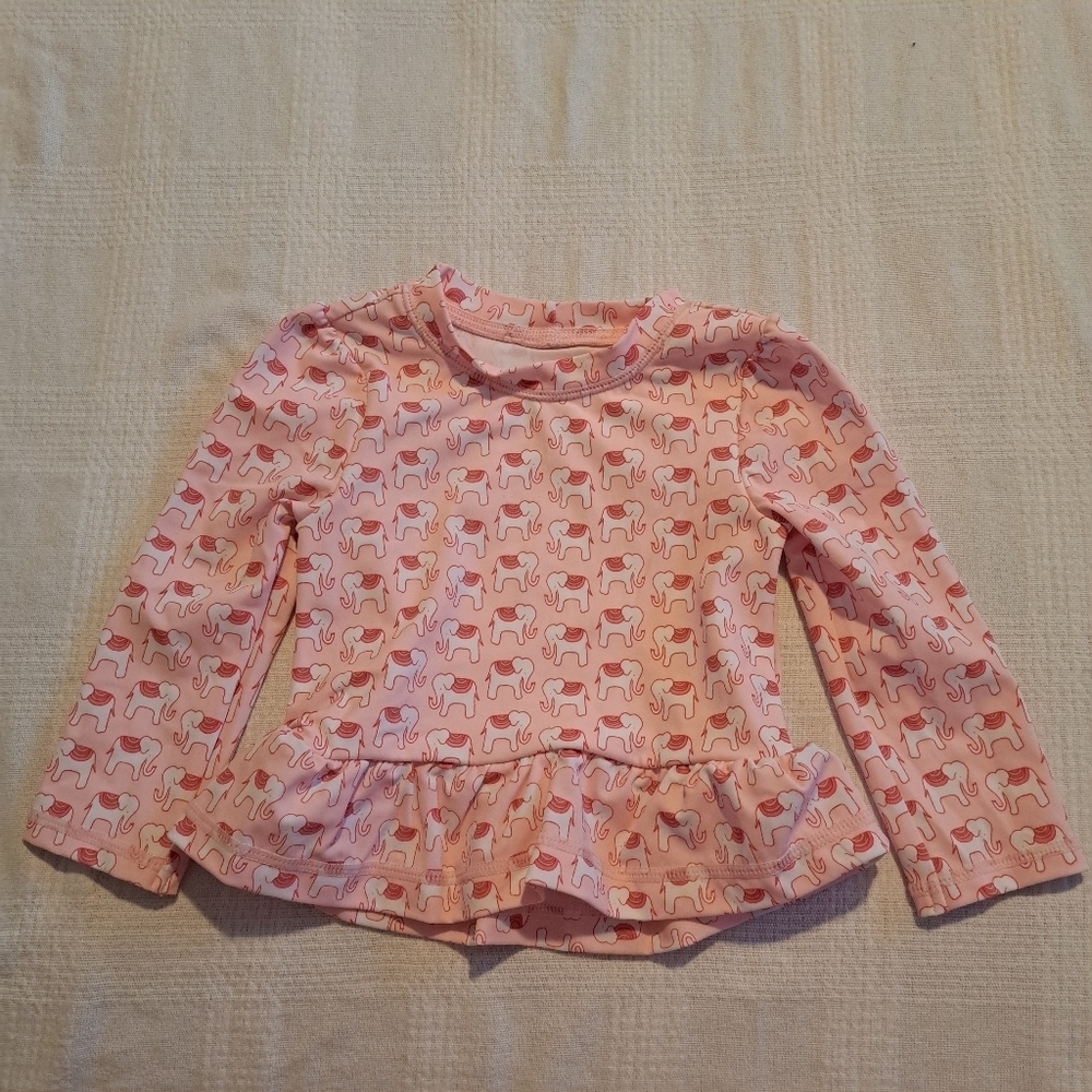 Janie and Jack girls size 6-12 months long sleeve rash guard elephant design EUC